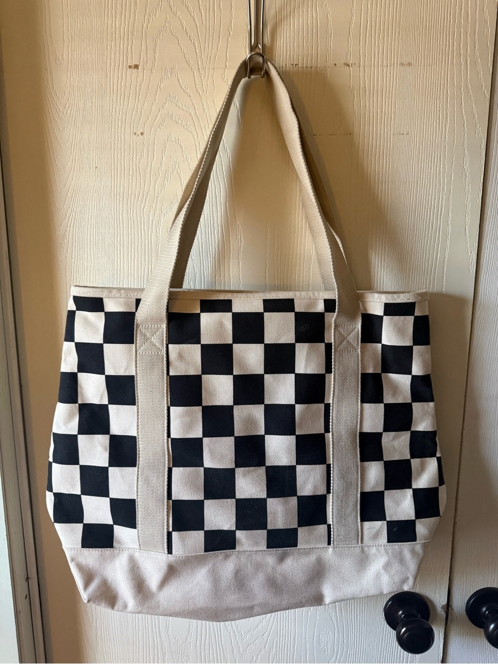 Vans Black and Cream Checkerboard Canvas Tote Bag - Picture 2 of 8
